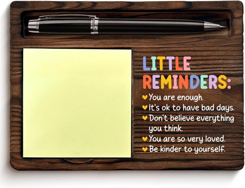 QODMGD Encouragement Sticky Note Holder Mental Health Gifts for Women, Positive Affirmations Little Reminders Post It Note Dispenser for Office Cubicle Desk Decor - Image 1